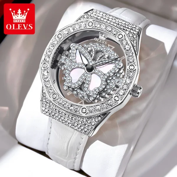 OLEVS 9996 Damenuhr – Luxus Elegant mit drehbarem Zifferblatt-Diamanten – Bild 7